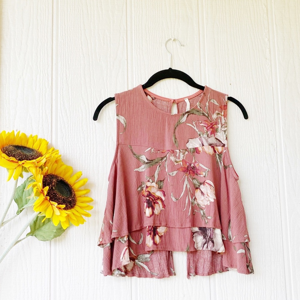 Sage Floral Crop Top